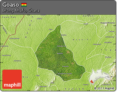 Satellite Map of Goaso, physical outside