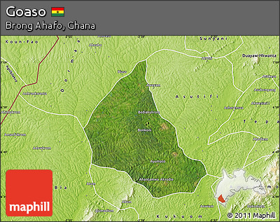 Satellite Map of Goaso, physical outside