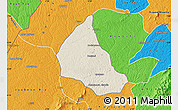 Shaded Relief Map of Goaso, political outside