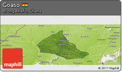Satellite Panoramic Map of Goaso, physical outside