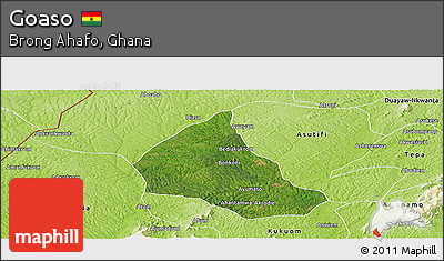Satellite Panoramic Map of Goaso, physical outside