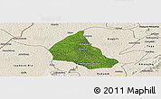 Satellite Panoramic Map of Goaso, shaded relief outside