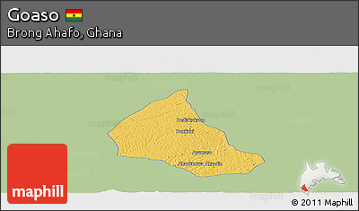 Savanna Style Panoramic Map of Goaso, single color outside