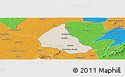 Shaded Relief Panoramic Map of Goaso, political outside