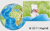 Physical Location Map of Kwame Danso, highlighted country, highlighted parent region