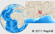 Shaded Relief Location Map of Kwame Danso
