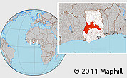 Gray Location Map of Brong Ahafo, highlighted country