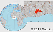 Gray Location Map of Brong Ahafo
