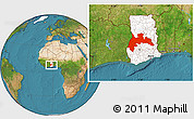 Satellite Location Map of Brong Ahafo, highlighted country