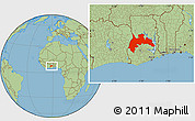 Savanna Style Location Map of Brong Ahafo