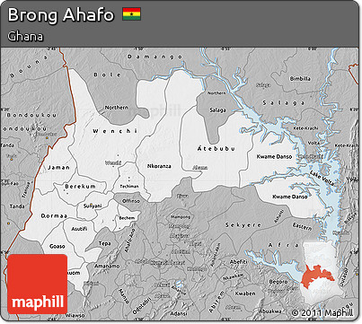 Brong Ahafo Region Map Free Gray Map Of Brong Ahafo