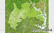 Physical Map of Brong Ahafo, satellite outside