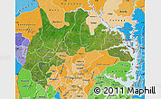 Satellite Map of Brong Ahafo, political shades outside