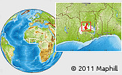 Physical Location Map of Nkoranza, highlighted parent region, within the entire country