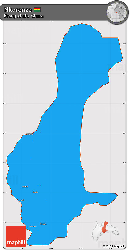 Political Simple Map of Nkoranza, cropped outside