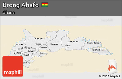 Classic Style Panoramic Map of Brong Ahafo, single color outside
