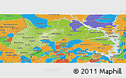 Physical Panoramic Map of Brong Ahafo, political outside
