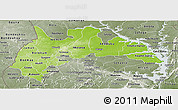 Physical Panoramic Map of Brong Ahafo, semi-desaturated