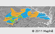 Political Panoramic Map of Brong Ahafo, desaturated