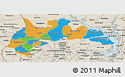 Political Panoramic Map of Brong Ahafo, shaded relief outside