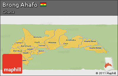 Savanna Style Panoramic Map of Brong Ahafo, single color outside