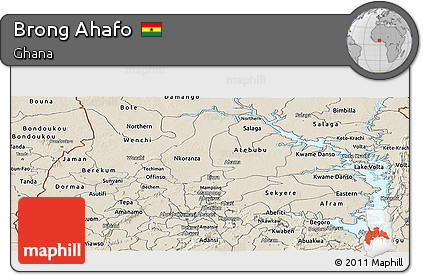 Shaded Relief Panoramic Map of Brong Ahafo