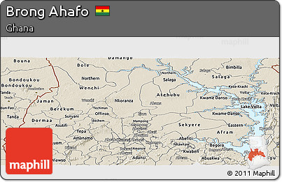 Shaded Relief Panoramic Map of Brong Ahafo