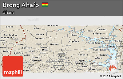 Shaded Relief Panoramic Map of Brong Ahafo