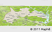Shaded Relief Panoramic Map of Brong Ahafo, physical outside