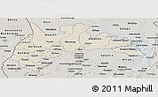 Shaded Relief Panoramic Map of Brong Ahafo, semi-desaturated