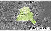 Physical 3D Map of Techiman, darken, desaturated