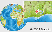 Physical Location Map of Techiman, highlighted parent region