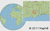 Savanna Style Location Map of Techiman, within the entire country
