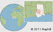 Savanna Style Location Map of Techiman, highlighted country