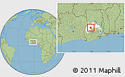Savanna Style Location Map of Techiman, highlighted parent region