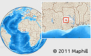 Shaded Relief Location Map of Techiman, highlighted parent region