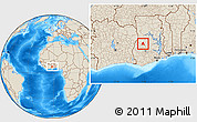 Shaded Relief Location Map of Techiman