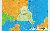 Physical Map of Techiman, political outside