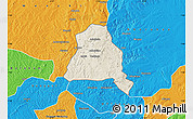Shaded Relief Map of Techiman, political outside