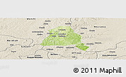 Physical Panoramic Map of Techiman, shaded relief outside