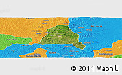Satellite Panoramic Map of Techiman, political outside