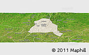 Shaded Relief Panoramic Map of Techiman, satellite outside