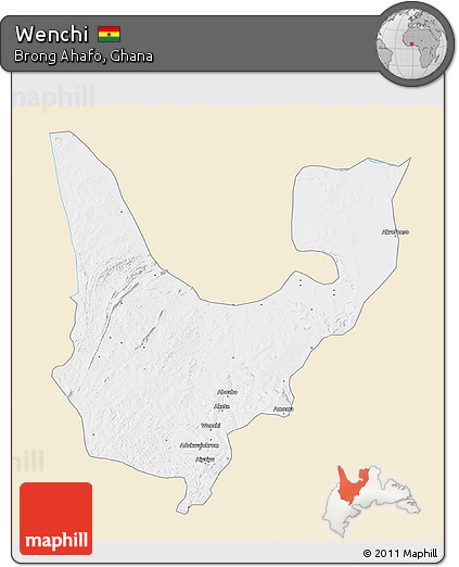 Classic Style 3D Map of Wenchi, single color outside