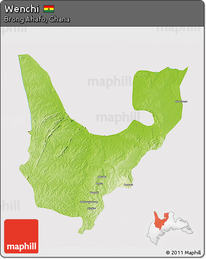 Physical 3D Map of Wenchi, cropped outside