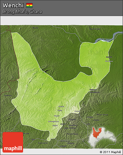 Physical 3D Map of Wenchi, darken