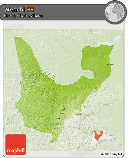 Physical 3D Map of Wenchi, lighten
