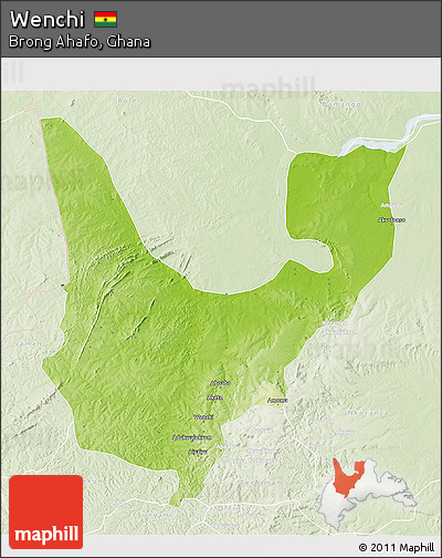 Physical 3D Map of Wenchi, lighten