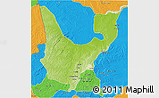 Physical 3D Map of Wenchi, political outside