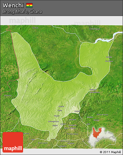 Physical 3D Map of Wenchi, satellite outside