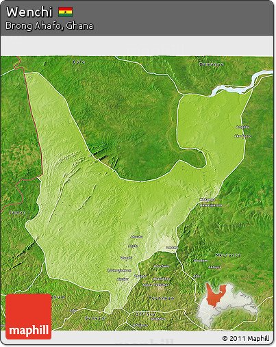 Physical 3D Map of Wenchi, satellite outside